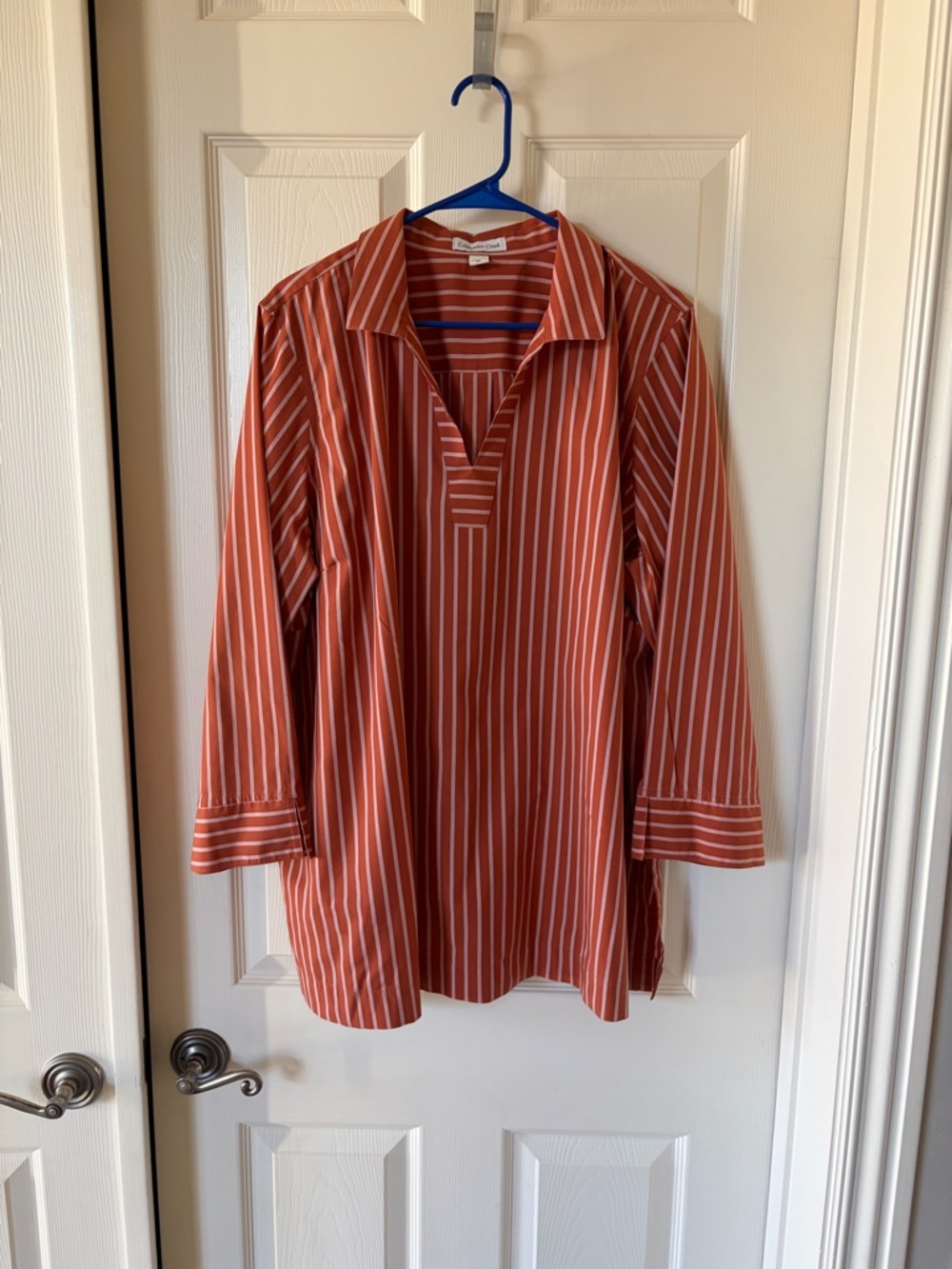 Coldwater Creek Rust and White Striped Tunic